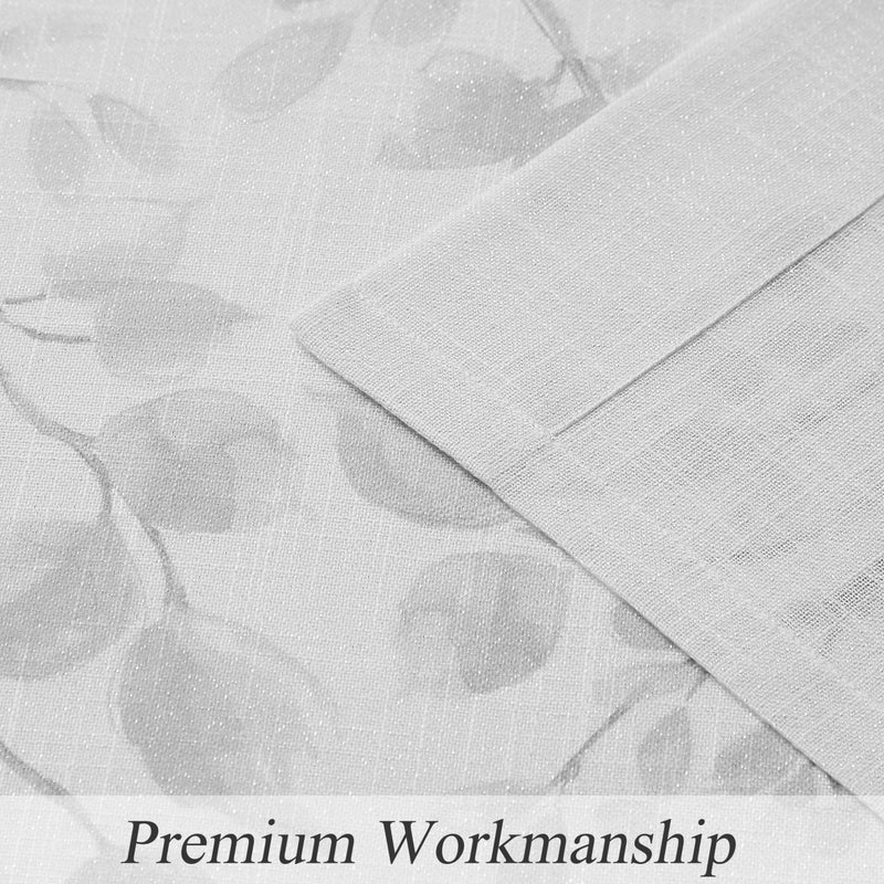 Central Park Leaf Floral Print Metallic Sheer Window Curtain Panel for Rustic Living Room/Bedroom Sparkling Decorative 6 Grommets Top Drape Panels Farmhouse Curtains,Gray Tan,40" x 95"x2, 2 PK - Image 3